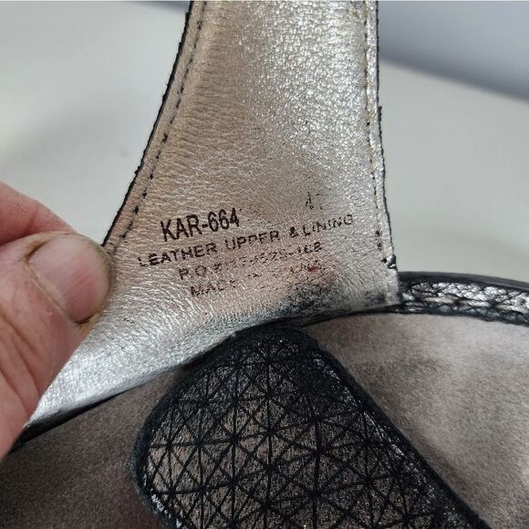 Alegria Karmen Metallic Fun Slip On Sandals 41 Black 10.5-11 US Leather Comfort - Picture 5 of 5